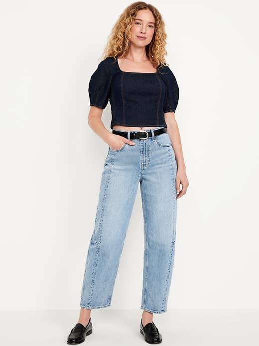 High-Waisted Barrel Ankle Jeans - image 1