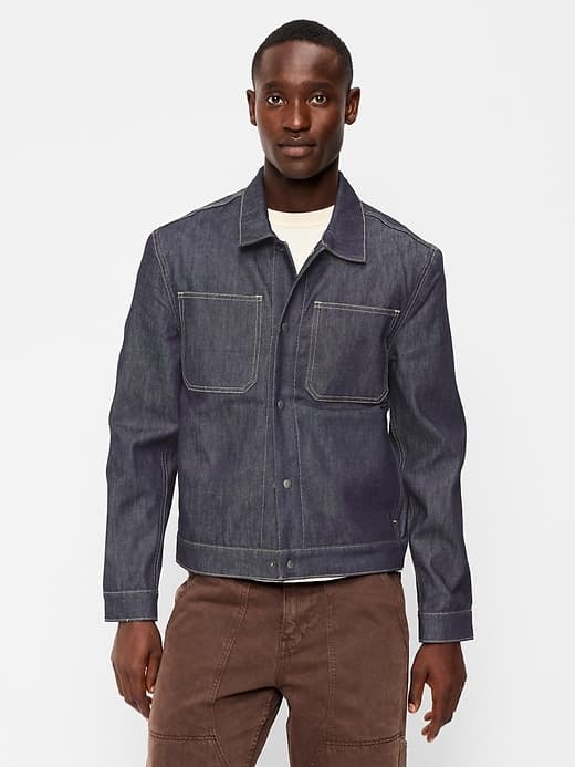 Men's Jean Utility Jacket Deep Rinse - image 1