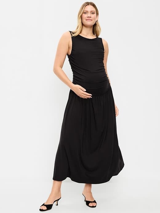 Old Navy Maternity Drop-Waist Fit & Flare Dress Black Jack XS - image 1