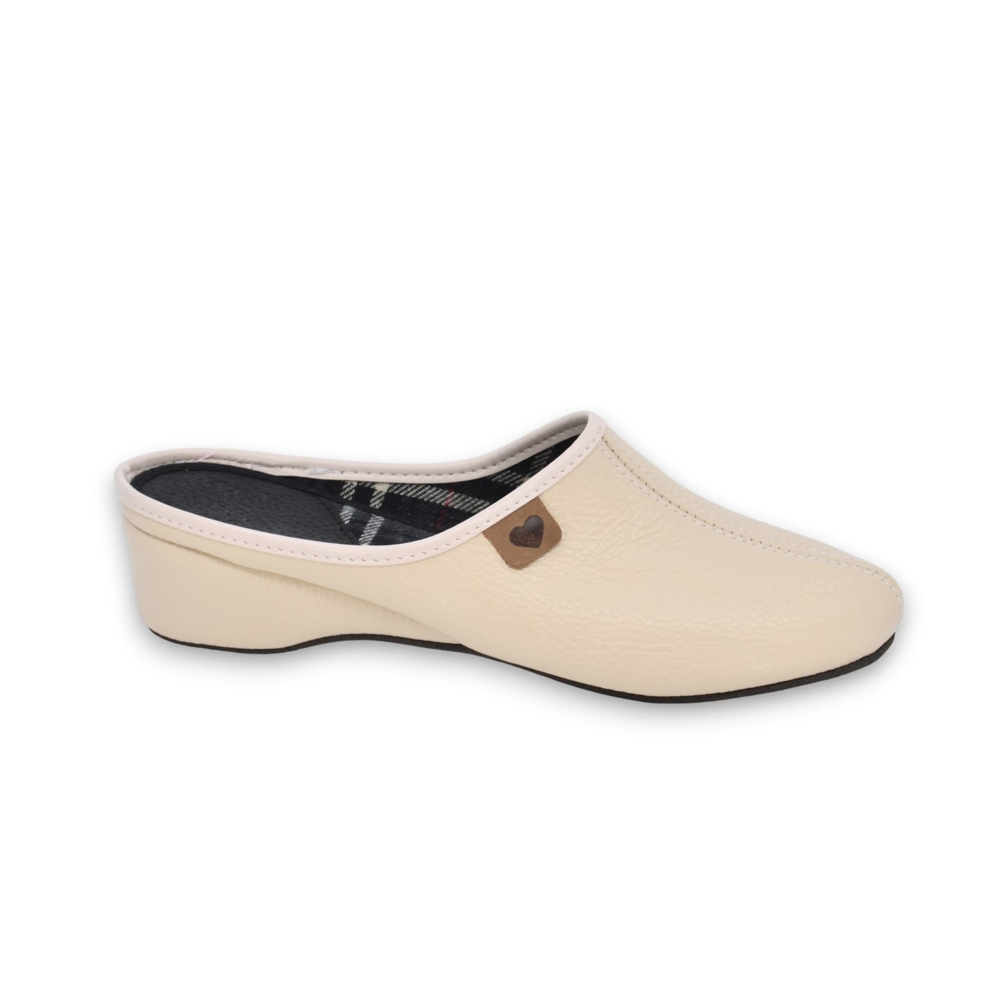 OmaKing classic leather slippers with wedge heel, Säre - image 1