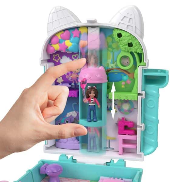 Polly Pocket x Gabby’s Dollhouse Compact, Micro Dolls and Playset, 9 Themed Accessories, Pandy Paws, Cakey, & Mercat Pet Friends - image 1