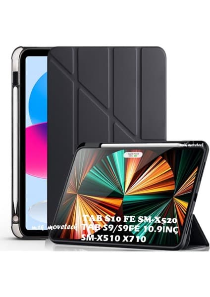 M.TK Moveteck Samsung Galaxy Tab S9 Fe / S10 Fe / S10 Lite 10.9" Trifolding Kalem Bölmeli Tablet Kılıf Case SM-X510 SM-X520 SM-X400 - image 1