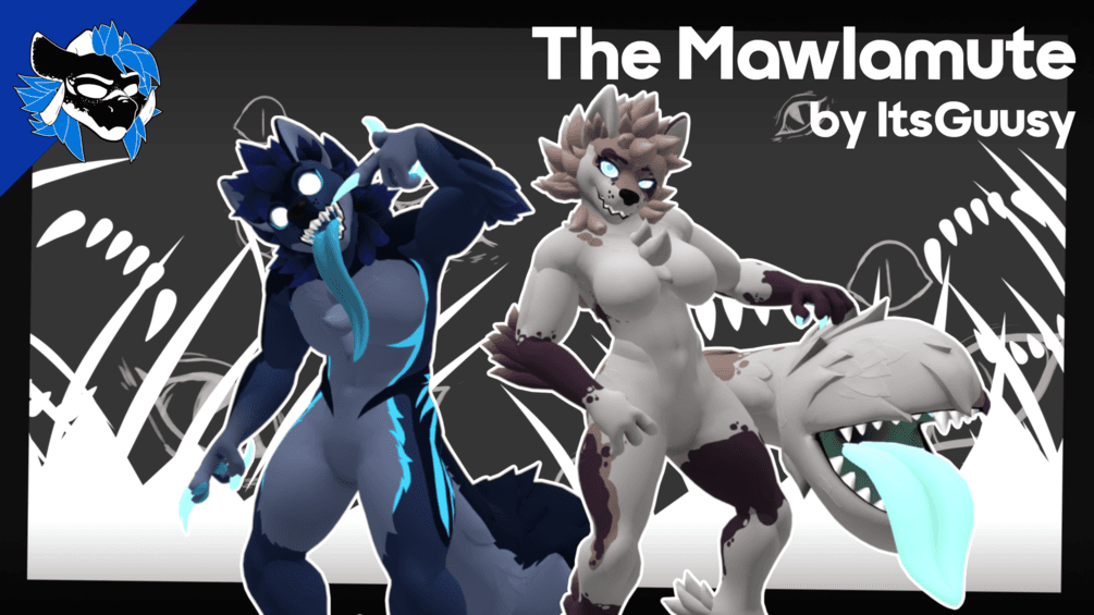 The Mawlamute - Fluffy/Furry TailMaw Canine Avatar Base for VRChat - image 1