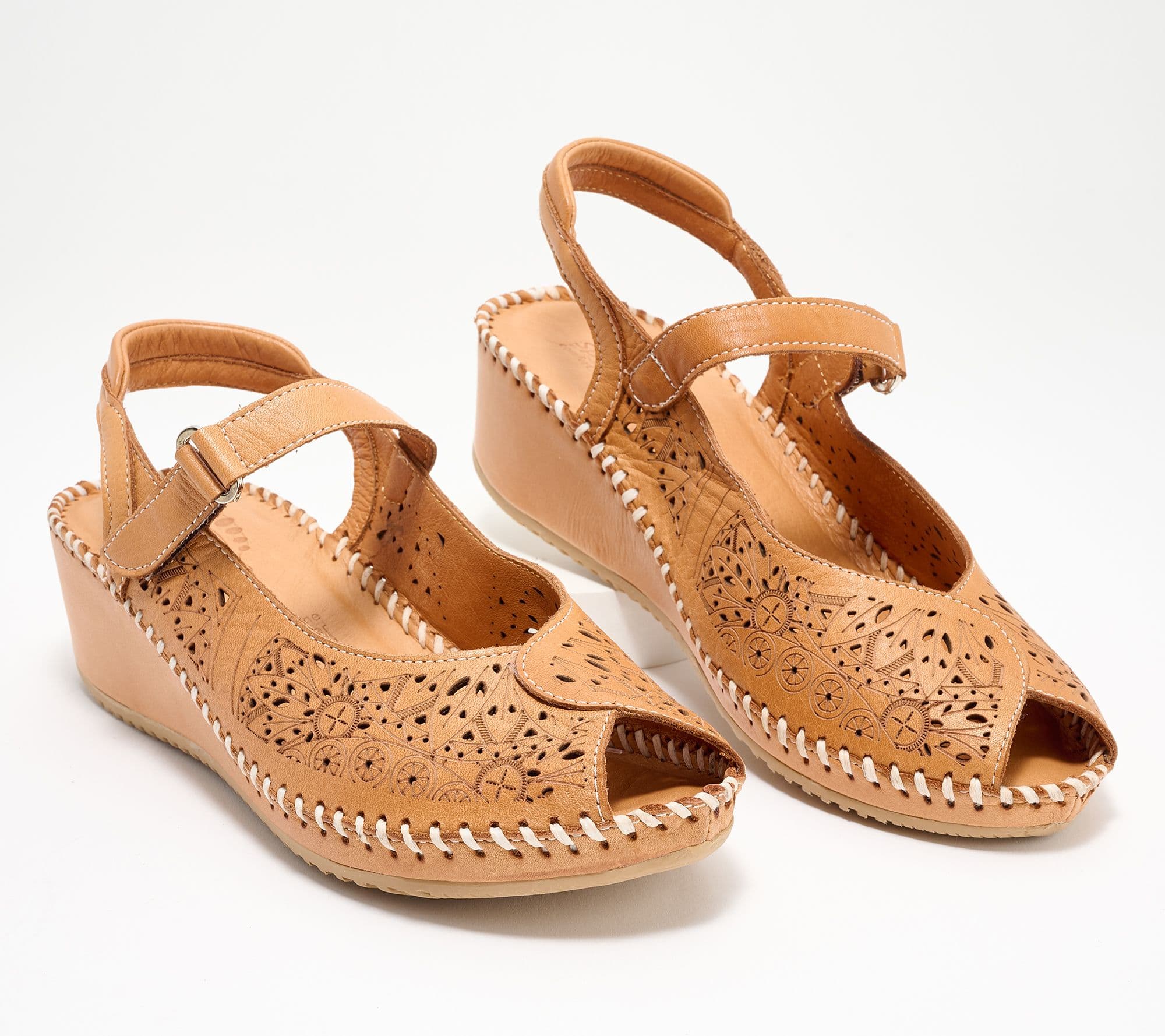 Spring Step Leather Peep Toe Mary Jane Wedges -Santonio - QVC.com - image 1