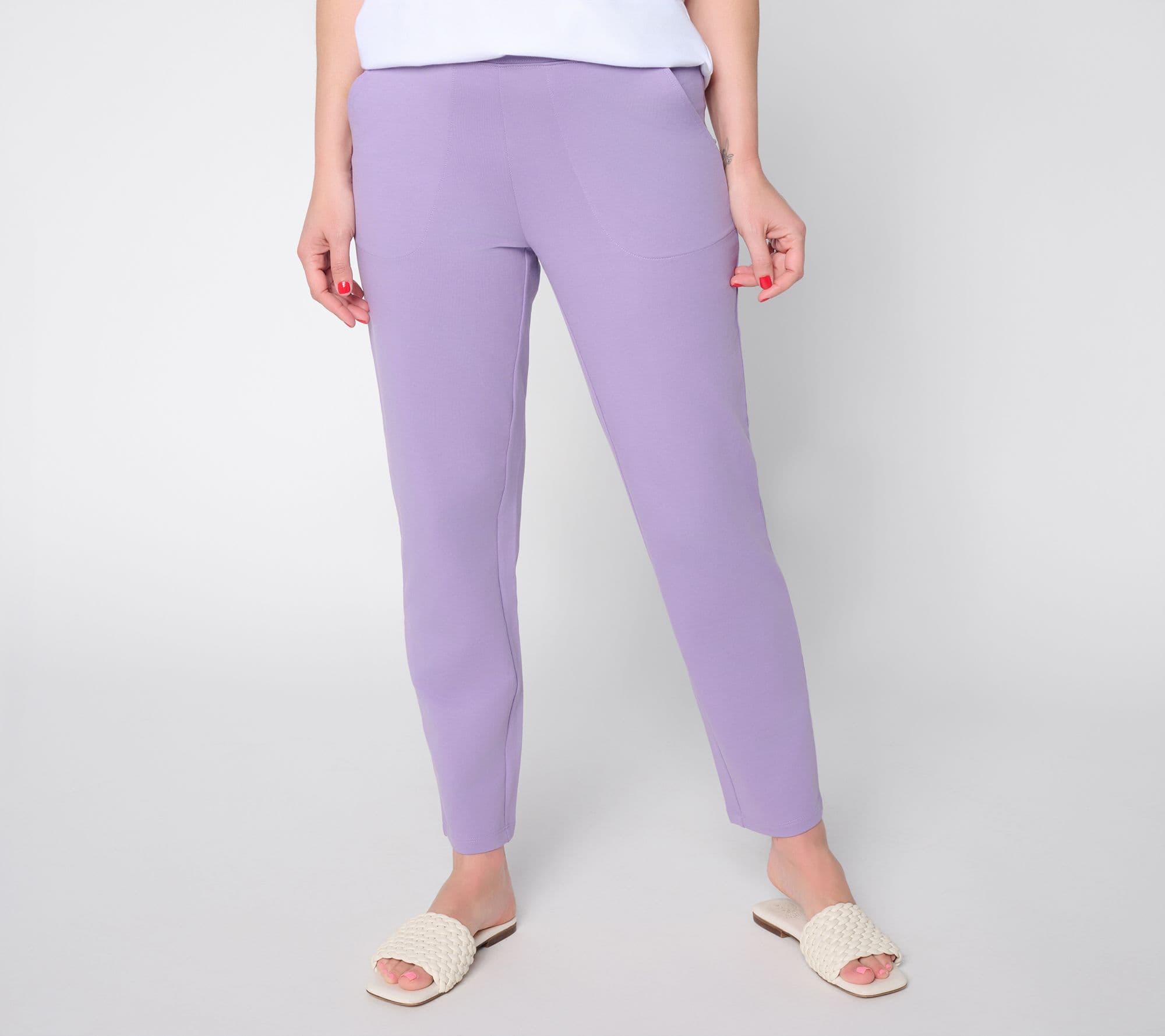 Denim & Co. EasyWear French Terry Straight Leg Pant - QVC.com - image 1