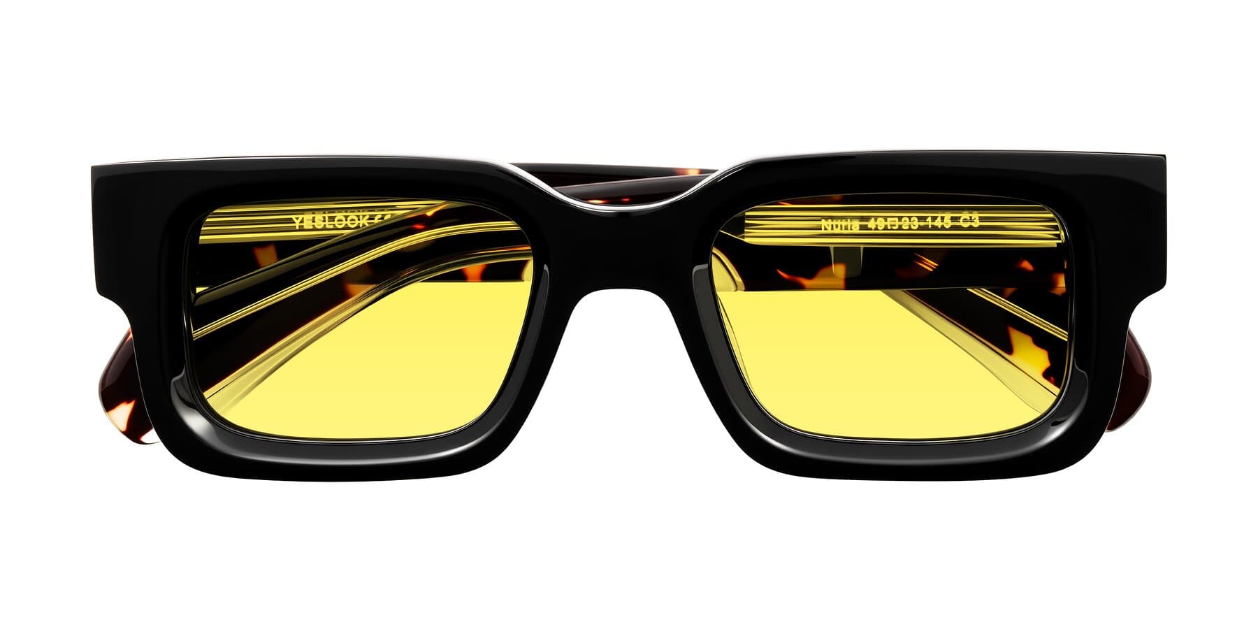 Nuria Black/Tortoise Thick Hipster Rectangle Tinted Sunglasses - image 1