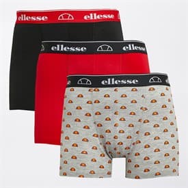 Ellesse Mens Three Pack Boxer Trunks Black/Grey/Red - image 1