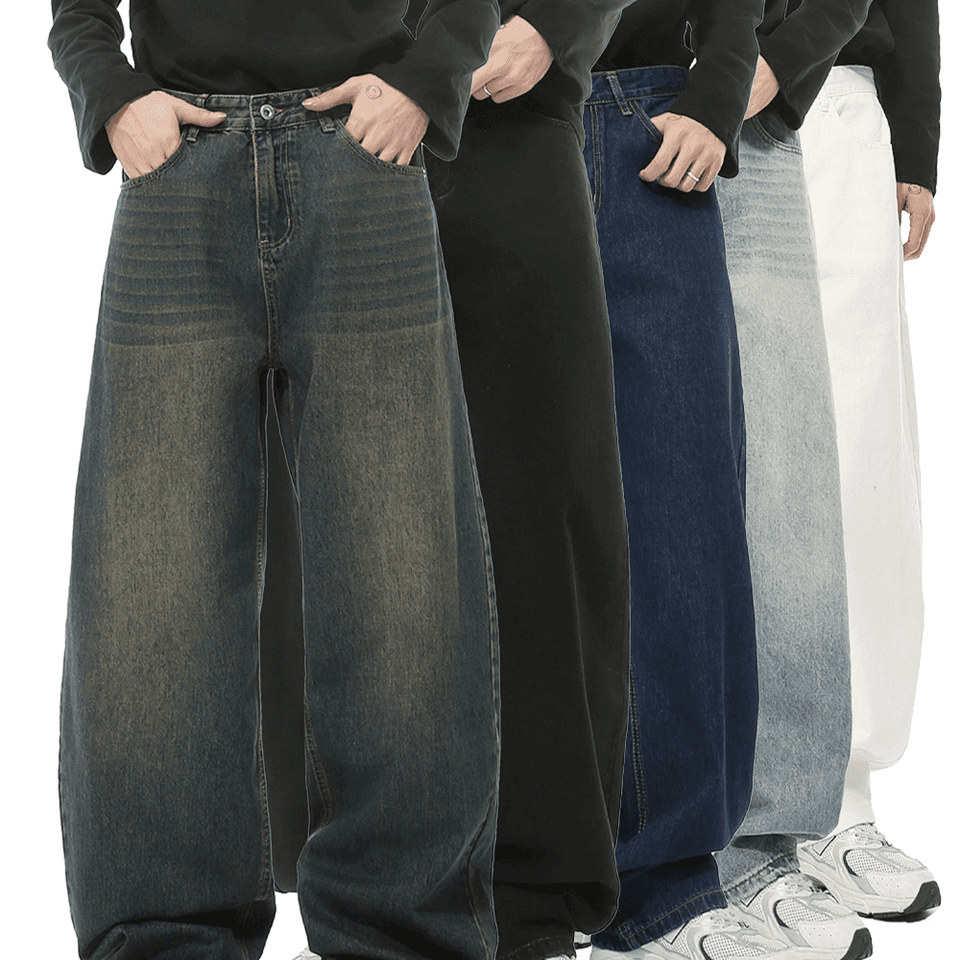 Archer Men's Baggy Jeans Casual Wide Leg Mid Waist Cotton Denim - image 1