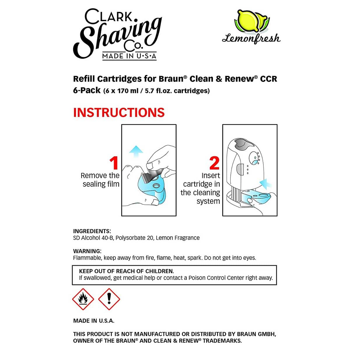 Clark Shaving Co. Refill Cartridges for Braun Clean & Renew CCR, 10-Pack - image 1