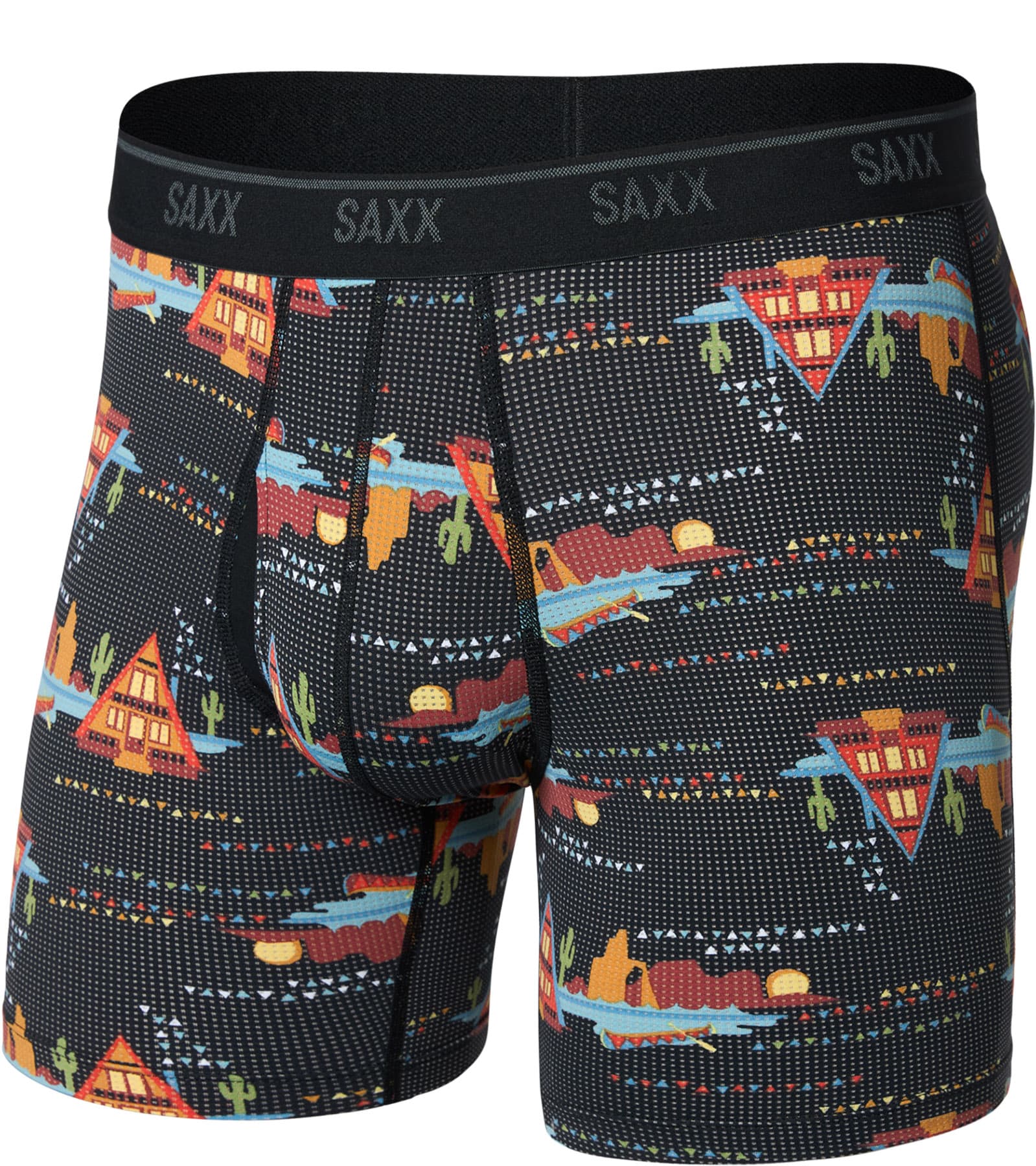 Quest Quick-Dry Mesh Performance Boxer Brief with Fly 6" - Men's - Lakeside - Black - L - image 1