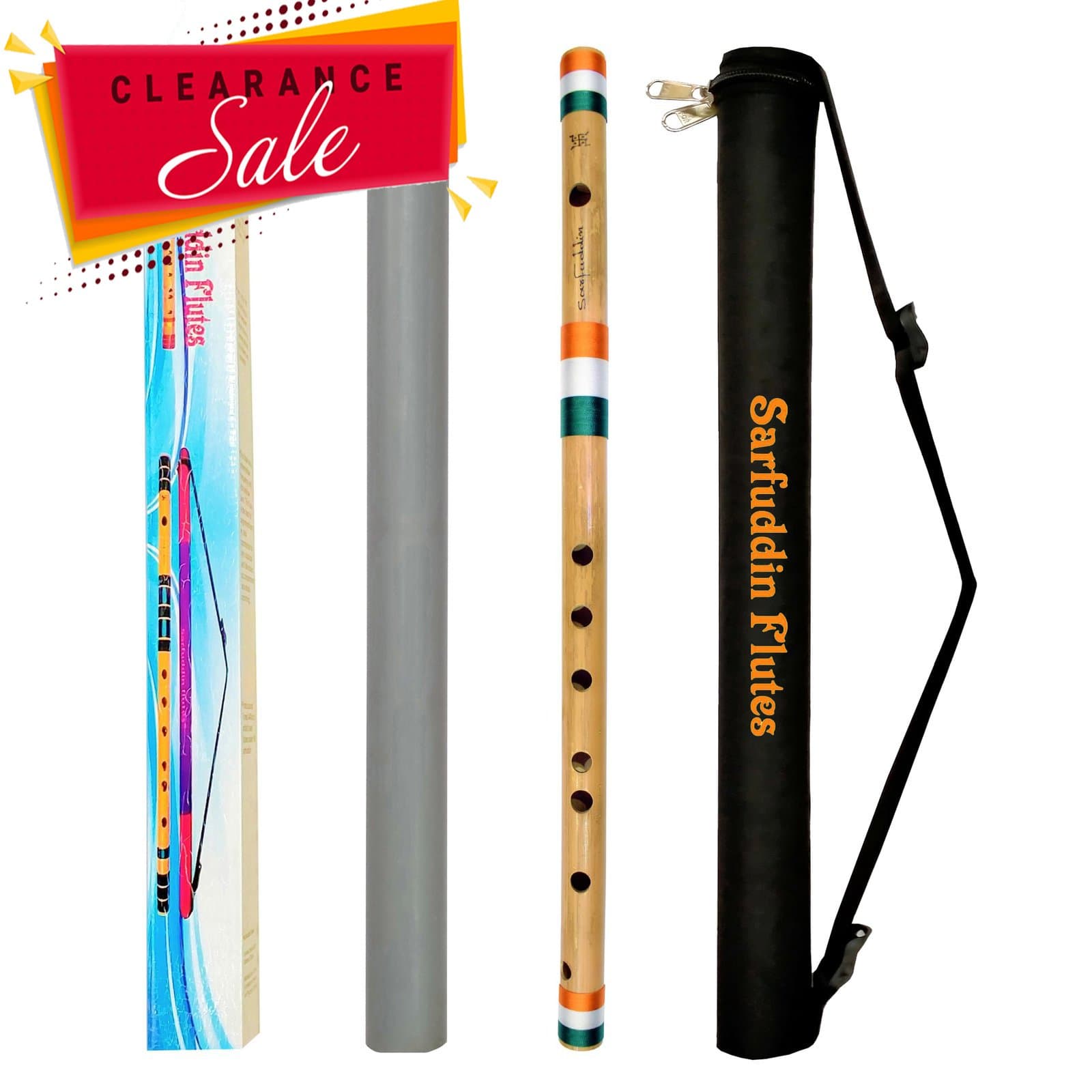 Sarfuddin Flutes E Natural Base Bansuri 30-inch Bamboo Handmade Traditional Flute Tuned 440hz With Carry Bag - image 1