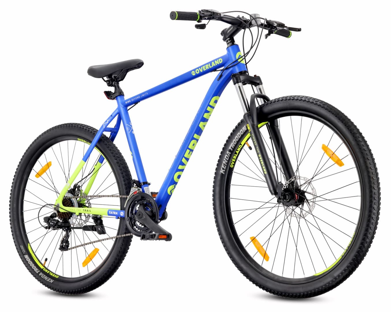 sun baby Maastopyörä MTB 29 tuumaa KENDA Shimano, Alumiini, Kevyt, 21 vaihdetta, Iskunvaimennin, Levyjarrut, Runko L 21 tuumaa, Tatra Bikes Overland, mattasininen-limetti - image 1
