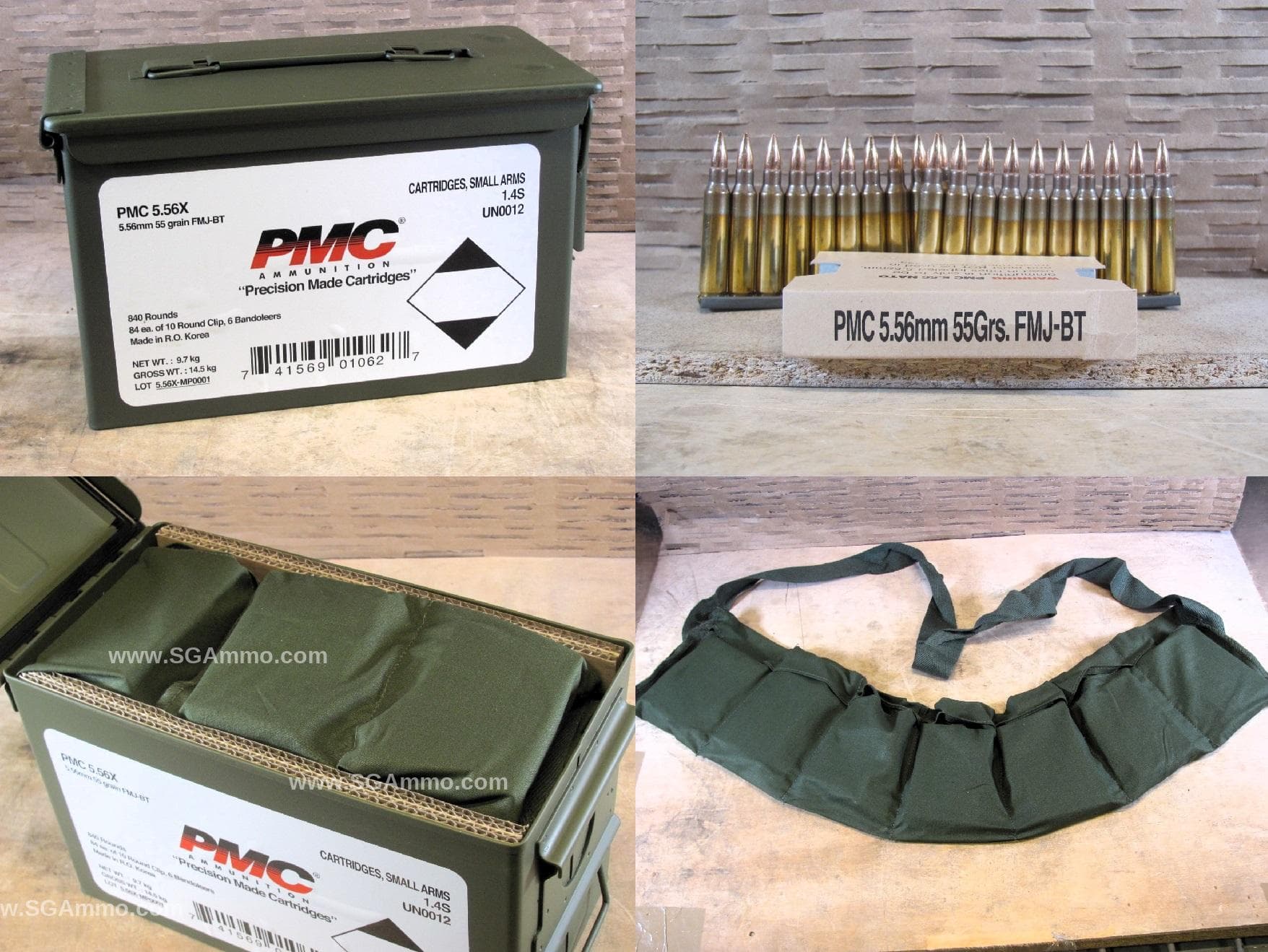 840 Round Canister – 5.56mm 55 Grain FMJ-BT M193 Ammo by PMC on AR15 Stripper Clips and Bandoleers in Ammo Can – 556XMB - image 1