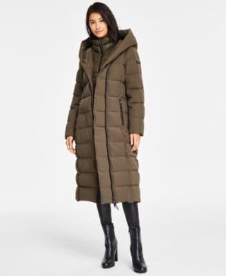 DKNY Women's Bibbed Shawl Collar Hooded Puffer Coat - image 1