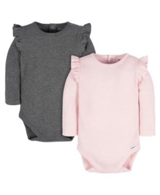 Gerber Baby Girls Long Sleeve Onesies Bodysuits 2-pack - image 1
