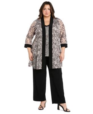 Plus Size 2-Pc Soutache Layered-Look Jacket & Pants Set - image 1
