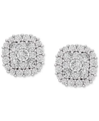 Diamond Halo Cluster Stud Earrings (2 ct. t.w.) in 14k White Gold or 14k Yellow Gold - image 1