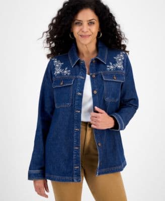 Style & Co Women's Embroidery Denim Jacket Macy's Exclusive - image 1