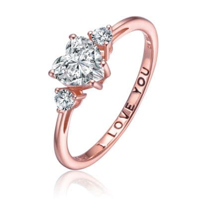 Genevive Sparkling Sterling Silver CZ Three-Stone "I Love You" Ring - image 1