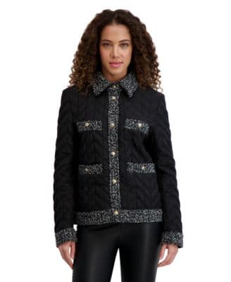Women's Quilted Tweed-Trim Coat - image 1