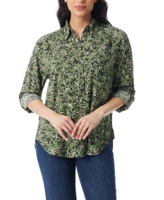 Gloria Vanderbilt Women's Amanda Floral-Print Oversized Shirt - image 1