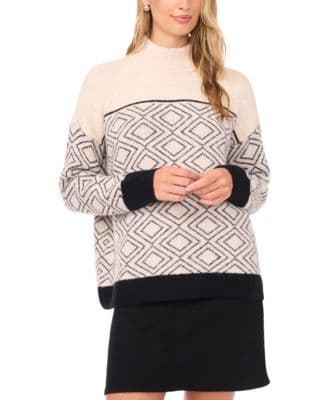 Vince Camuto Women's Diamond Motif Mock Neck Long-Sleeve Sweater - image 1