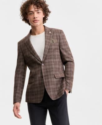 Men's Plaid Notch-Lapel Slim-Fit Sport Coat - image 1