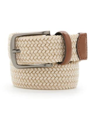 Perry Ellis Portfolio Men's Webbed Leather-Trim Belt - image 1