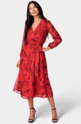 Bebe Women's Print Wrap Midi Dress - image 1