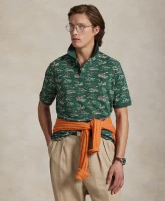 Men's Classic-Fit Scenic-Print Mesh Polo Shirt - image 1