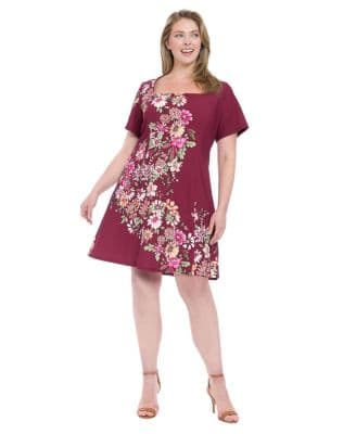 London Times Plus Size Short-Sleeve A-Line Dress - image 1