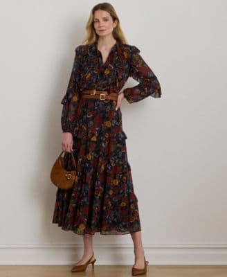 Lauren Ralph Lauren Women's Floral Crinkle Georgette Tiered Dress - image 1