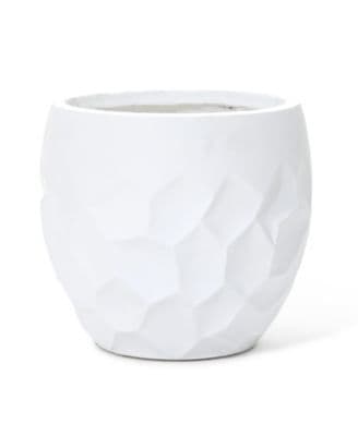 LuxenHome 14.6-Inch Round White Geometric MgO Planter - image 1