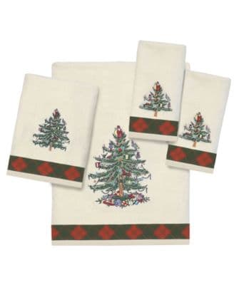 Spode Christmas Tree Tartan Bath Towels - image 1