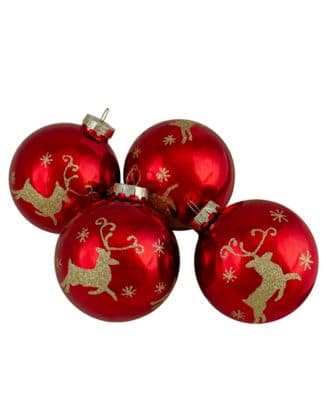 Northlight 3.25" Deer Glass Ball Christmas Ornaments 80mm Set of 4 - image 1