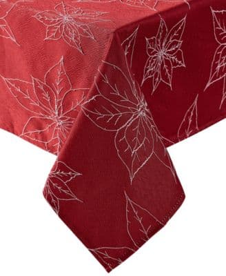 Raised Woven Poinsettia Tablecloth, 60" x 102" - image 1