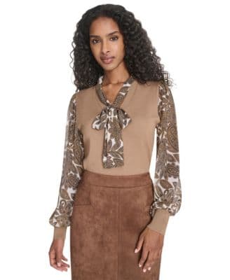 Women's Mixed Media Paisley Sweater - image 1