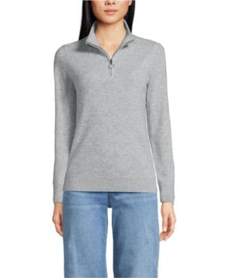 Lands' End Women's Cashmere Quarter Zip Sweater - image 1