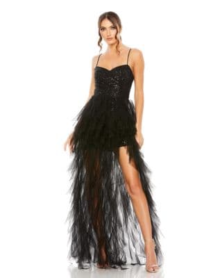 Women's Ieena Sequin Mini Dress With High Low Ruffle Tiered Train - image 1