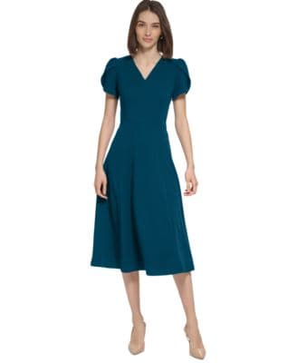 Calvin Klein Women's V-Neck Tulip-Sleeve Dress - image 1