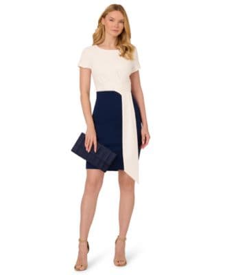 Women's Colorblocked Draped Sheath Dress - image 1