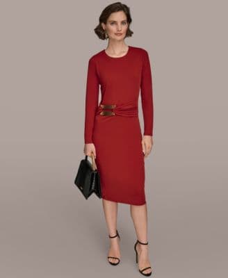 Donna Karan New York Women's Long Sleeve Wrap Dress - image 1