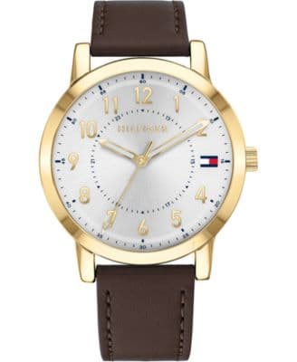 Tommy Hilfiger Men's Brown Leather Strap Watch 42mm Created for Macy's - image 1