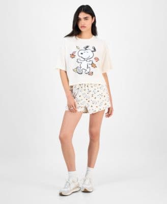 Love Tribe Juniors' Autumn Dancing Snoopy Shorts & T-Shirt - image 1