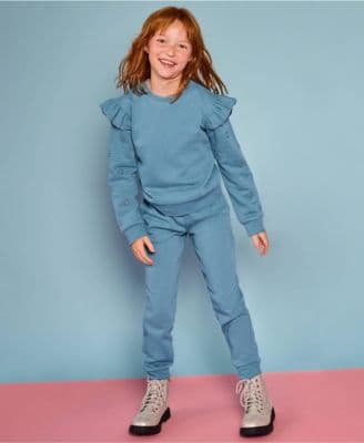 Girls Long Sleeve Cozy Fleece Ruffle Eyelet Sweatshirt - image 1