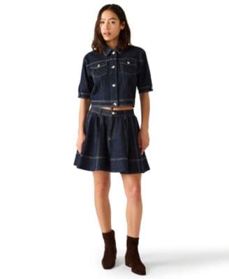 Steve Madden Women's Blu Elbow-Sleeve Denim Trucker Jacket - image 1