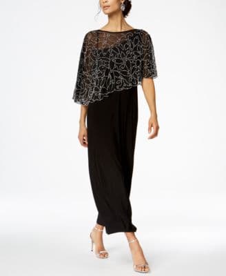 MSK Women's Boat-Neck Embellished Cape Jersey-Knit Gown - image 1