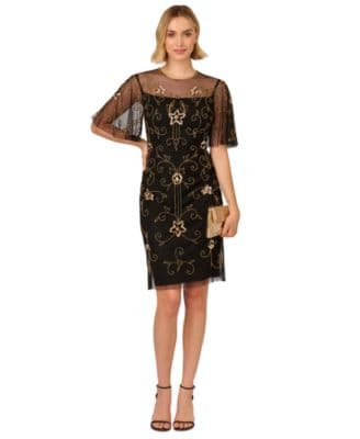 Adrianna Papell Women's Beaded Illusion-Neck Dress - image 1