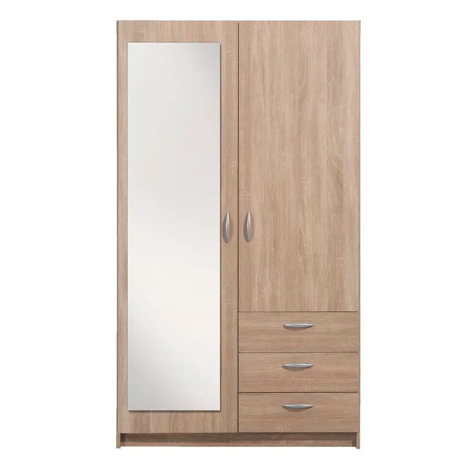 Kledingkast Varia 2-deurs inclusief spiegel - licht eiken - 175x97x50 cm - image 1
