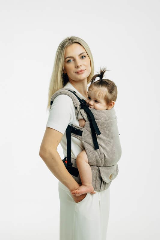 LennyUpGrade PRO Adjustable Baby Carrier – Little Herringbone Almond, Standard Size, 100% Cotton Herringbone Weave - image 1